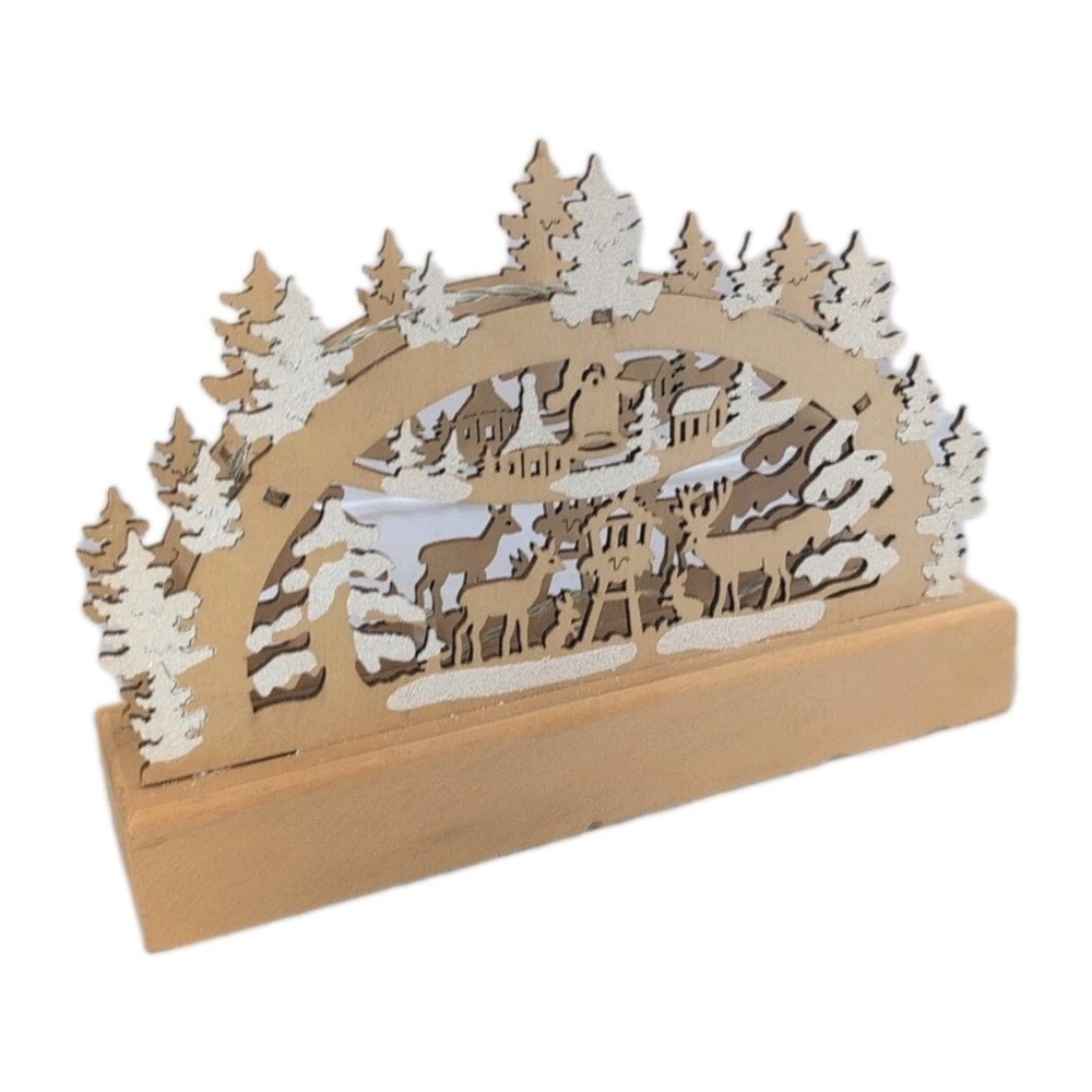 World Market Laser Cut Wood Animal & Tree LED‎ Christmas Light Up Decor
